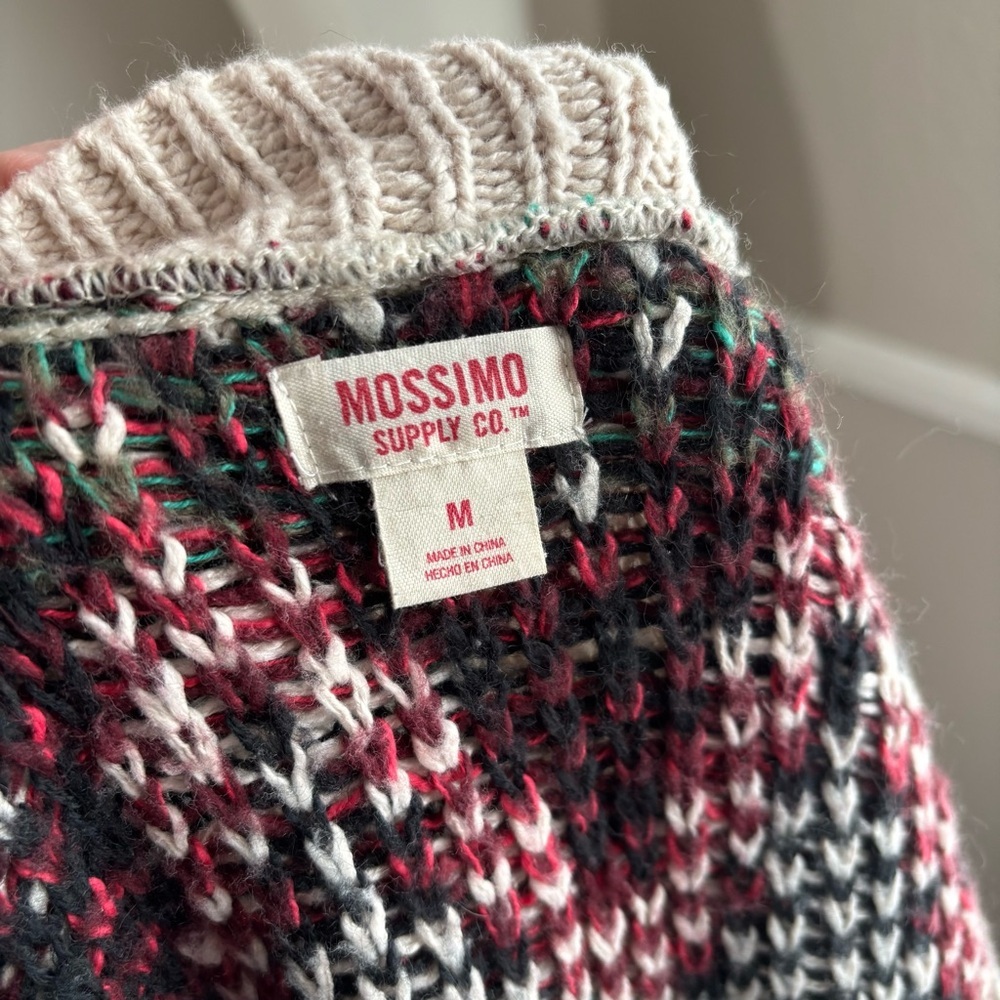 Mossimo Open Front Knit Cardigan Size Medium Argyle Print - Picture 7 of 9